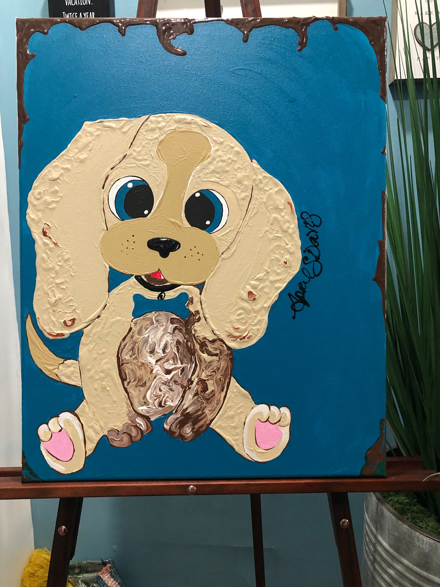 Chocolate Puppy Canvas
