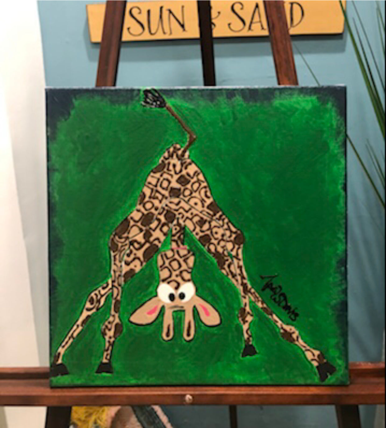 Upside Down Giraffe Canvas